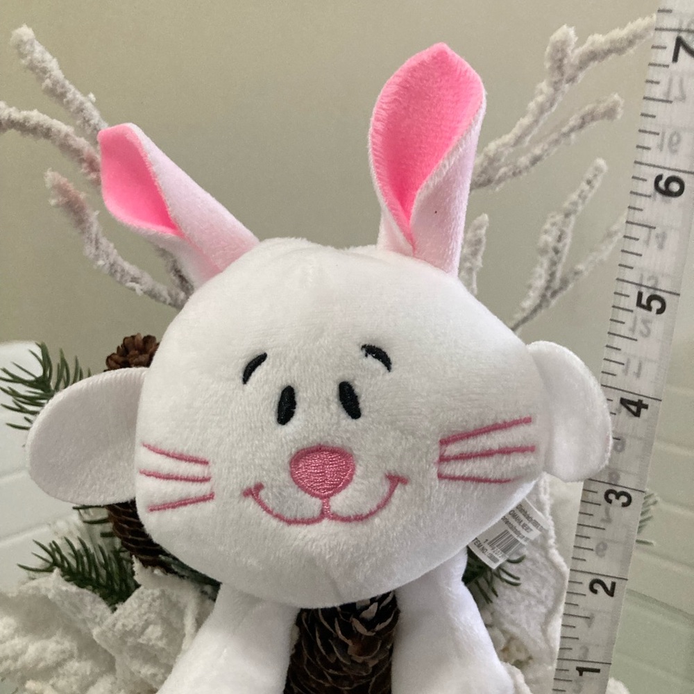 Adorable White and Pink Stuffed Bunny - Picture 3 of 5